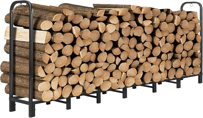8FT Firewood Rack Holder, Heavy Duty Firewood Storage Log Rack by DNKMOR