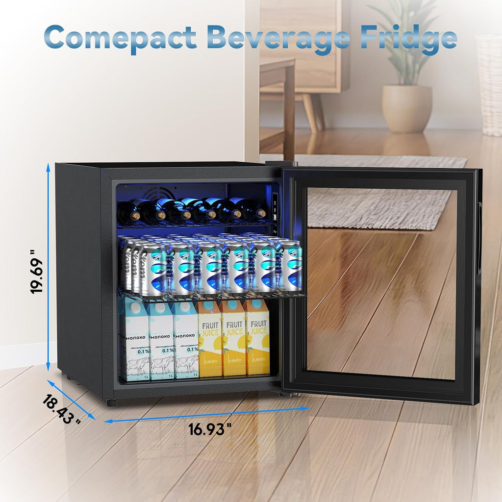 Mini Fridge with Glass Door-Small Fridge Desk Beverage Cooler for Beer