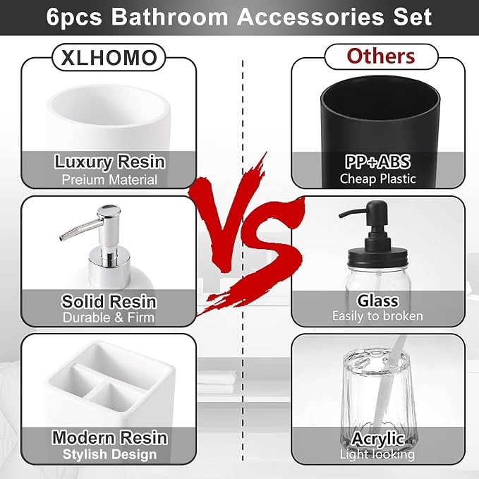 Resin 6 Pcs White Bathroom Set Complete - Image 3