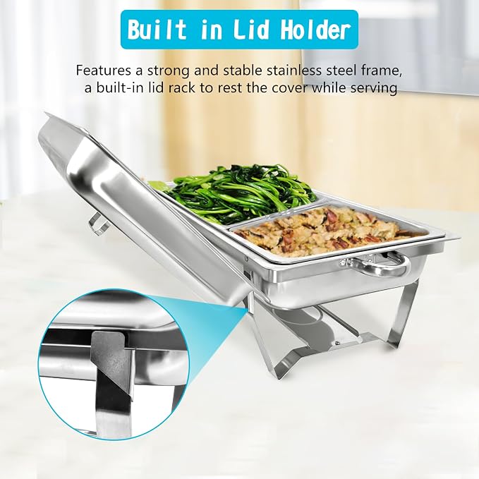 Chafing Dish for Buffet, 4 Pack Stainless Steel Chafing Servers Food Warmer Set - Image 2