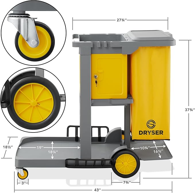 Dryser Commercial Janitorial Cleaning Cart on Wheels - Image 4