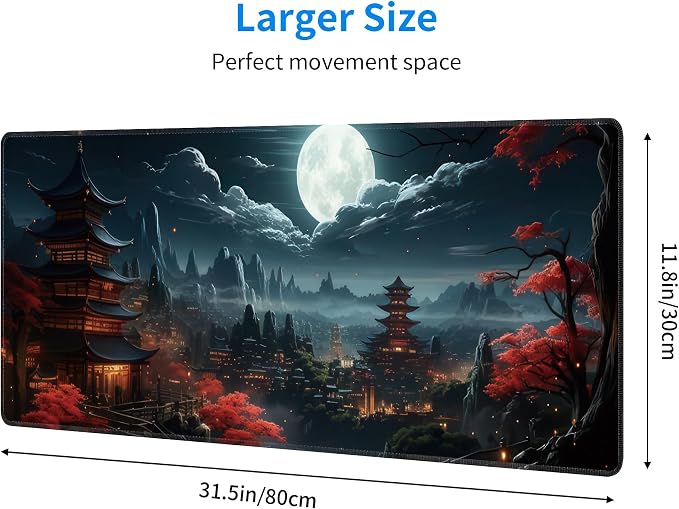 Japanese Full Moon Large Mouse Pad, Gaming Keyboard Desk Pad, Extended Mouse - Image 3