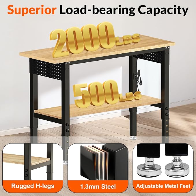 Adjustable Height Work Bench 48×24 Workbench - Image 4