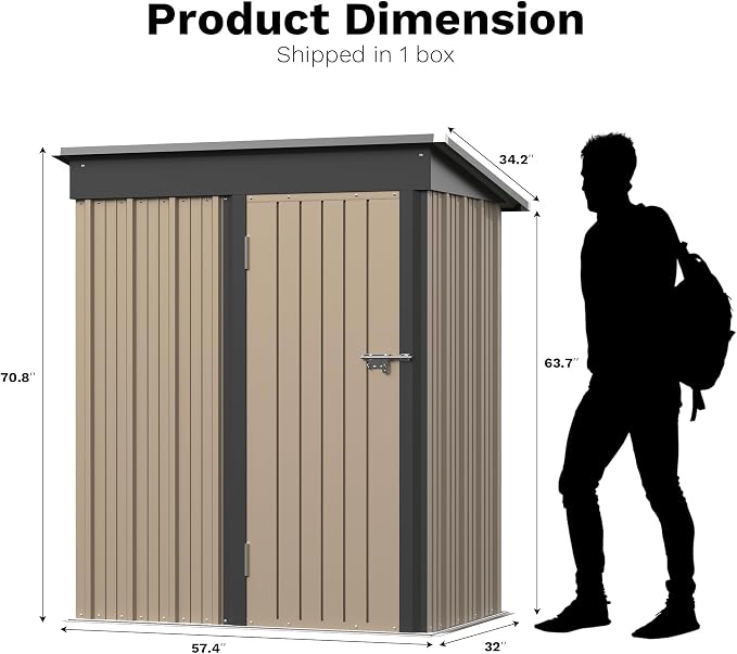 Greesum Outdoor Storage Shed 5 x 3 ft. Utility Tool Shed Metal Storage Garden - Image 6