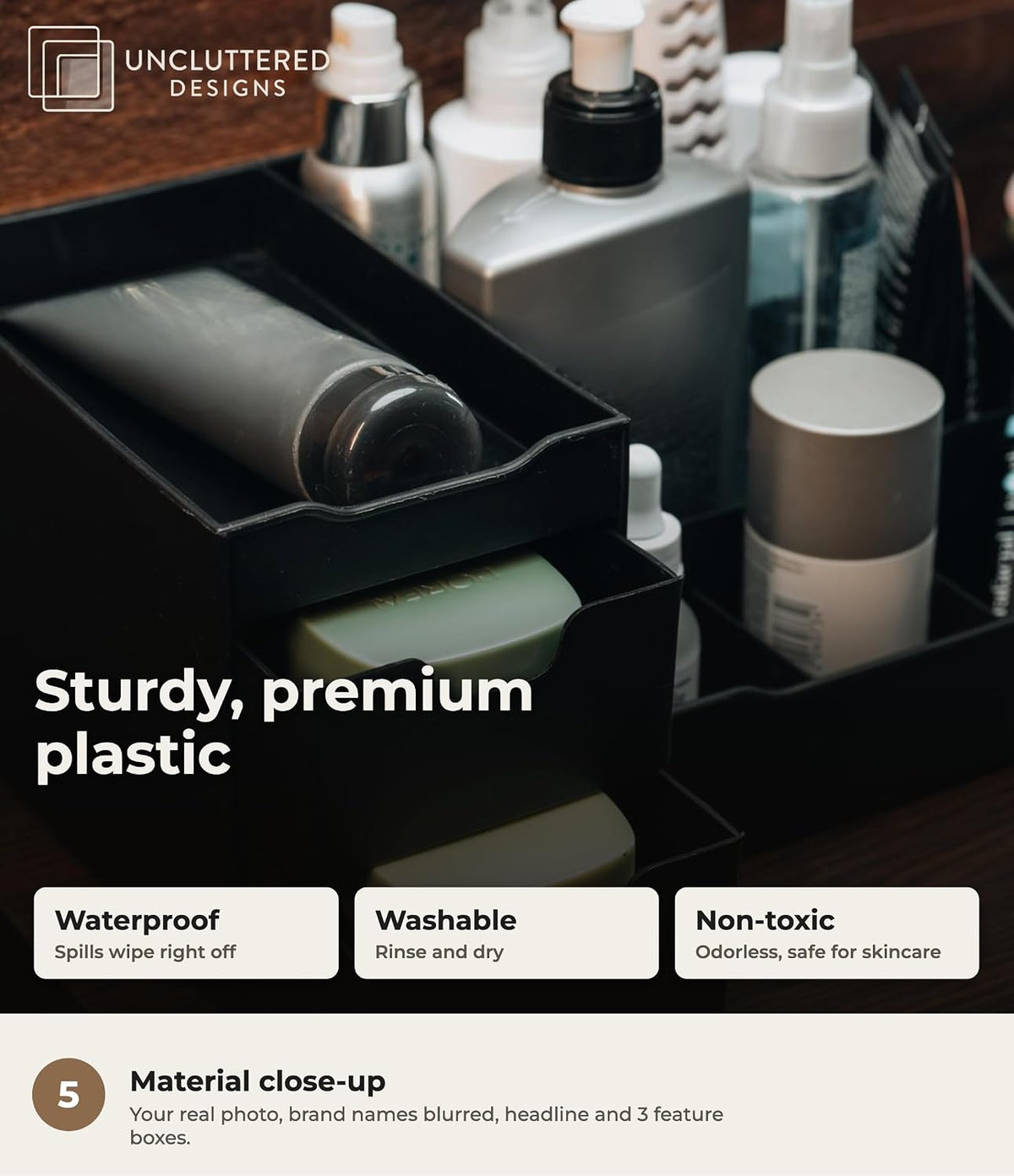 Bathroom Counter Organizer for Men, Black Cologne Organizer with