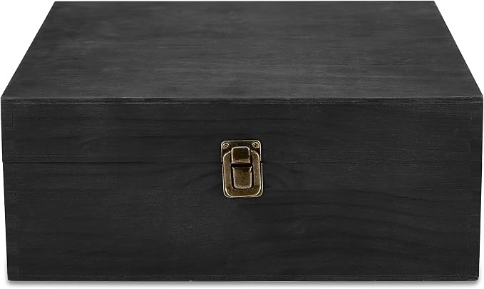 makerflo Large Black Pine Wood Memory Box - Image 2
