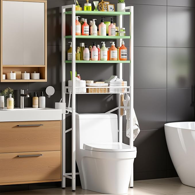 Over-The-Toilet Storage Rack, 4-Tier Bathroom Organizer Shelf Over Toilet by Kalrin