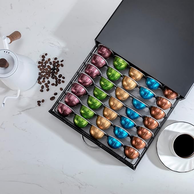 ZCDCP Nespresso Pod Holder Vertuo pod Storage Drawer Black Metal Coffee Pod - Image 2