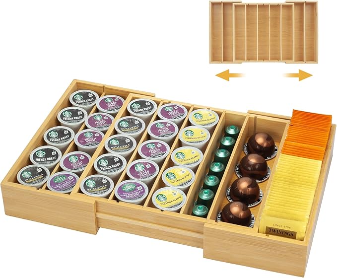 MinBoo Bamboo K Cup Holder for Drawer or Countertop Coffee Pod Holder by MinBoo
