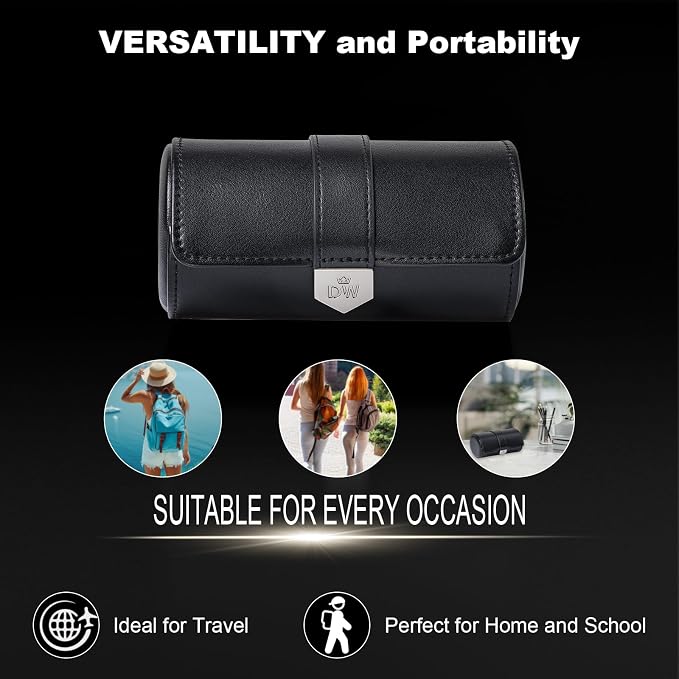 DUKWIN Watch Roll for 2 Watches, Vegan Leather Travel Watch Case Organizer - Image 5