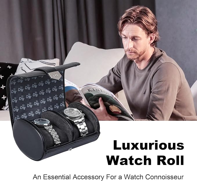 DUKWIN Watch Roll for 2 Watches, Vegan Leather Travel Watch Case Organizer - Image 6