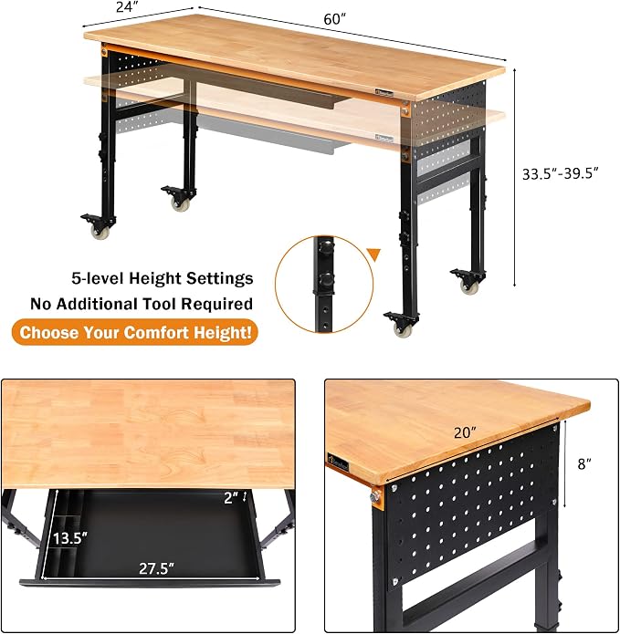 Betterhood 60" Adjustable Workbench - Image 3