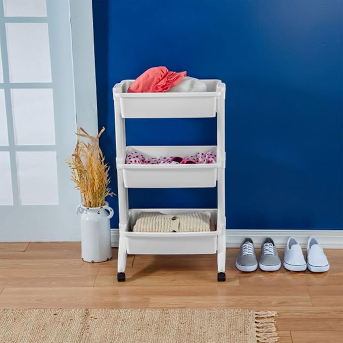 Sterilite 3 Tier Utility Cart Portable Storage Open Bin Organizer - Image 4