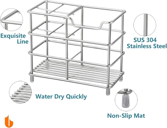 Urbanstrive 304 Stainless Steel Bathroom Toothbrush Holder Toothpaste Holder - Image 3