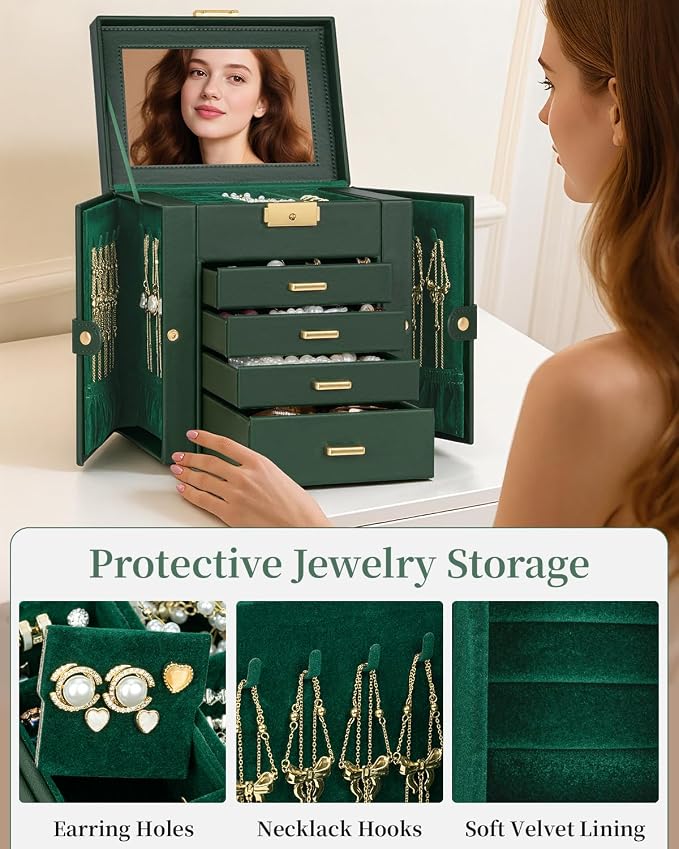 TORIBIO Jewelry Box for Women, Leather Jewelry Organizer - Image 6