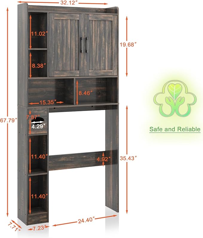 Vabches Over The Toilet Storage Cabinet, Farmhouse Storage Cabinet Over Toilet - Image 2
