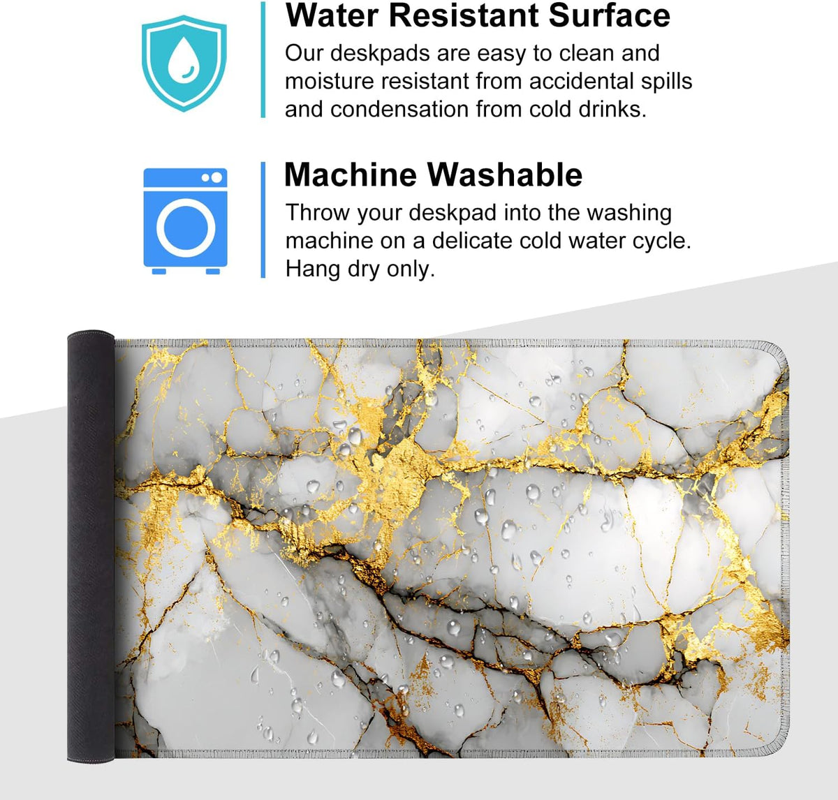 White Marble Mouse Pad – Large Extended Desk Mat 35.43 x 15.75 in