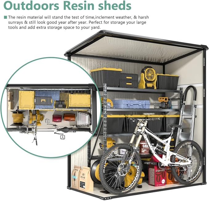 Aoxun Outdoor Storage Shed 5 x 3FT, Resin Shed - Image 2