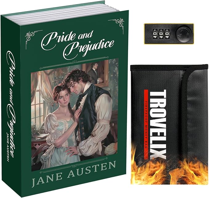 Book Safe with Combination Lock, Hidden Safe with Fireproof Bag, Secret by KOFAIR