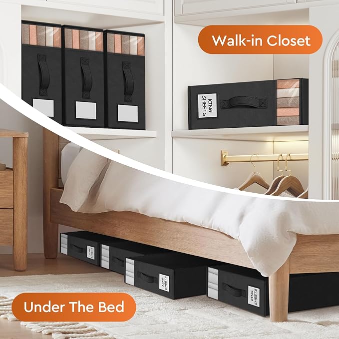 2 Pack Bed Sheet Closet Organizers and Storage, Sturdy Foldable Storage - Image 6