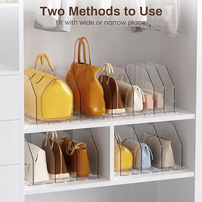 Purse Organizer for Closet, Adjustable Clear Handbag Storage Holder, Acrylic - Image 2