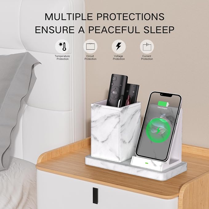Multi-Functional Pencil Holder for Desk, marble Vegan Leather Organizers - Image 2