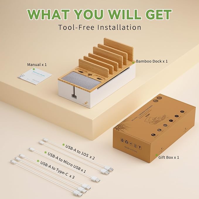 Pezin & Hulin Bamboo Cable Management Box, Wire Organizers - Image 2