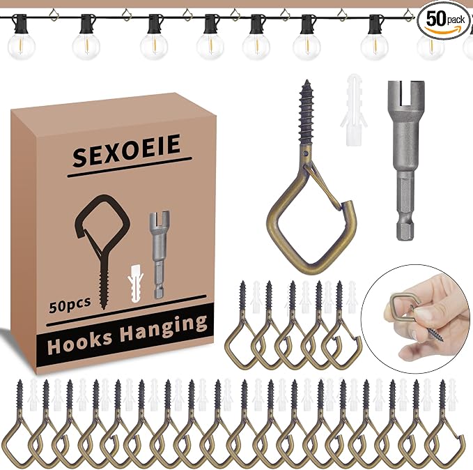 50 PCS Bronze Eye Screw Hooks for Hanging Heavy Duty by Unknown