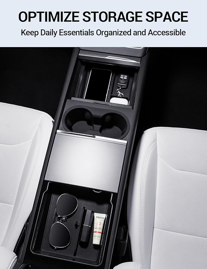 Motrobe 2026 Tesla Model Y Tesla Model 3 Center Console Organizer Tray Cup - Image 3