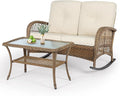 VIVIJASON Outdoor Wicker Loveseat Rocking Chair by VIVIJASON