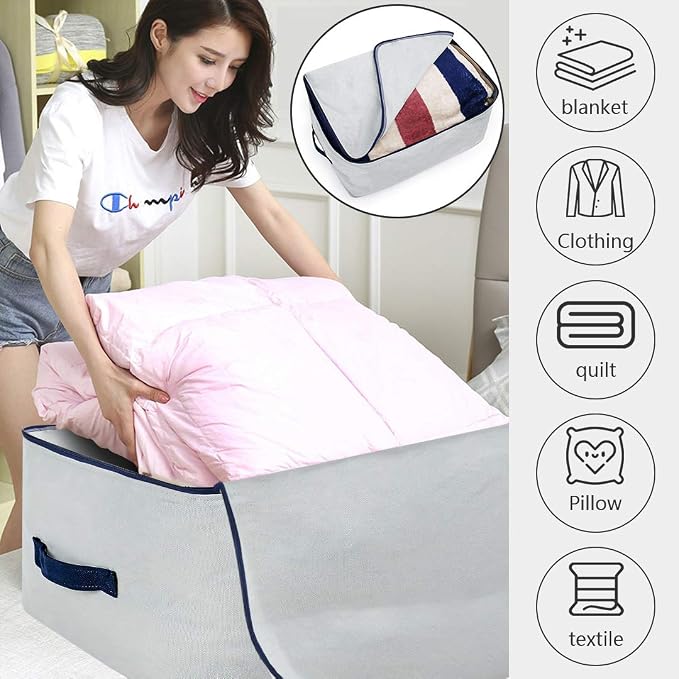 Pack of 2, 100% Natural Canvas Cotton Large Size Storage Bags - Image 3