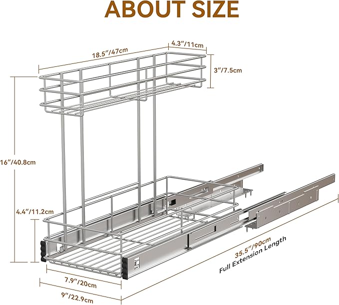 Under Sink Organizer 2 Packs, Pull Out Cabinet Organizer 2 Tier, Under Sink - Image 2