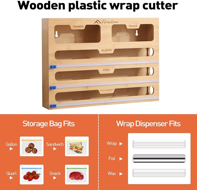 APSARAS USA 5 in 1 Bamboo Foil and Plastic Wrap Organizer - Image 5