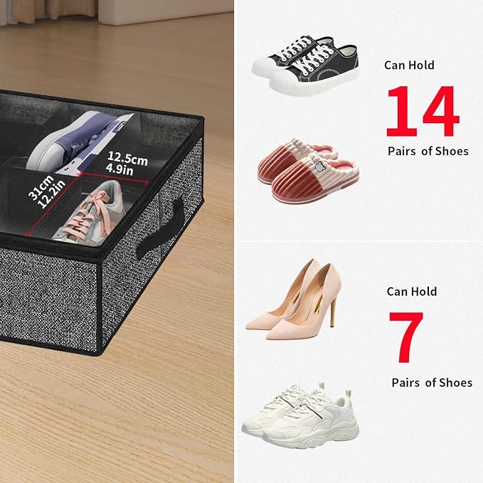 Onlyeasy 2 Pack Under Bed Shoes Storage Bag Organizer, Collapsible Shoe Boot - Image 8