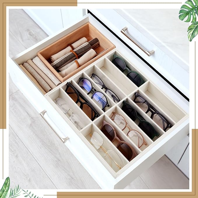 Amylove 2 Pcs Sunglass Organizer Trays Glasses Stackable Jewelry Trays Sunglass - Image 5