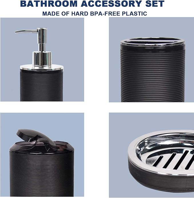 CERBIOR Bathroom Accessories Set 6 Piece Bath Ensemble Includes Soap Dispenser - Image 3
