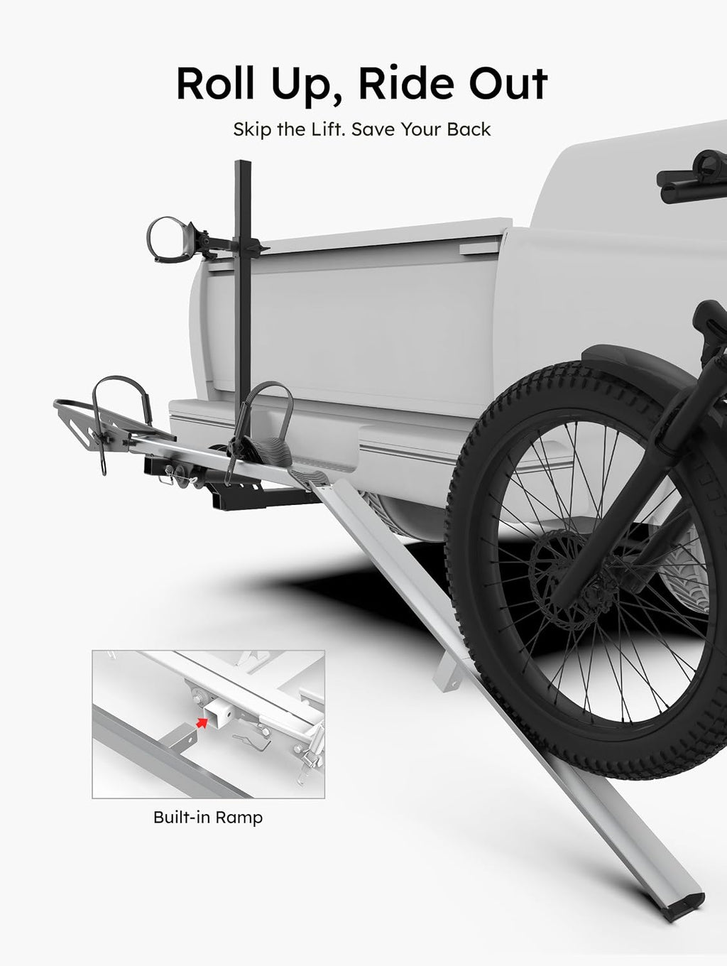 YOUNG ELECTRIC Single 1-Ebike Rack Hitch Mount with Ramp Foldable Bike