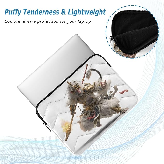 Quilted Laptop Sleeve Case, Slim Portable White Computer Protective Cover - Image 5