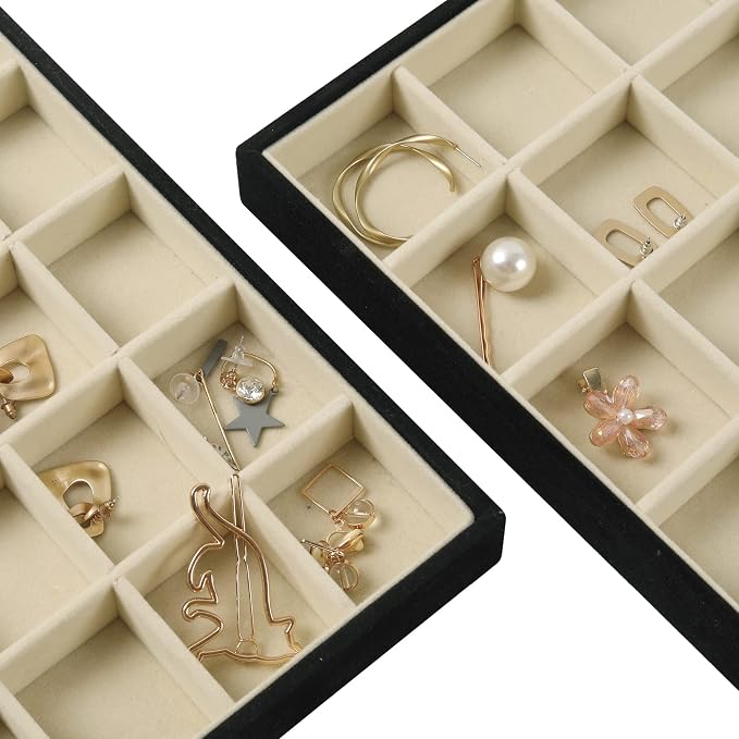 DIOMMELL Set of 4 Stackable Jewelry Trays Organizer Jewelry Display Showcase - Image 3