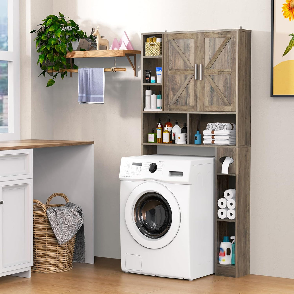 Winkalon Over The Toilet Storage Cabinet with 2 Barn Doors and