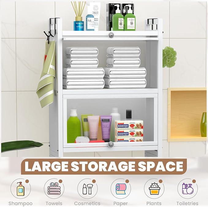 ZZL Over The Toilet Storage Cabinet, Bathroom Toilet Organizer, Waterproof - Image 4