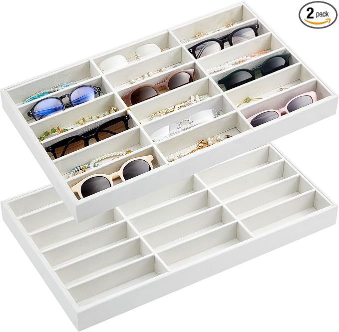 Amylove 2 Pcs Sunglass Organizer Trays Glasses Stackable Jewelry Trays Sunglass by Amylove