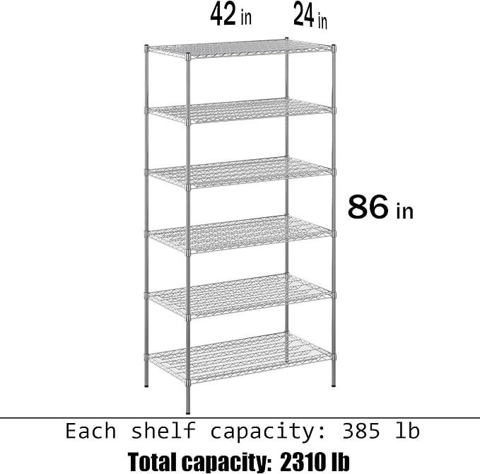 24" Deep x 42" Wide x 86" Height Wire Shelving Kit | 6-Tier | NSF Commercial - Image 3