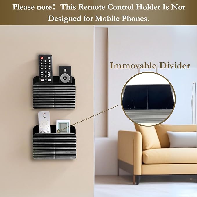 LINFIDITE 2 Pack Adhesive TV Remote Control Holder Wall Mount TV Remote Holder - Image 2