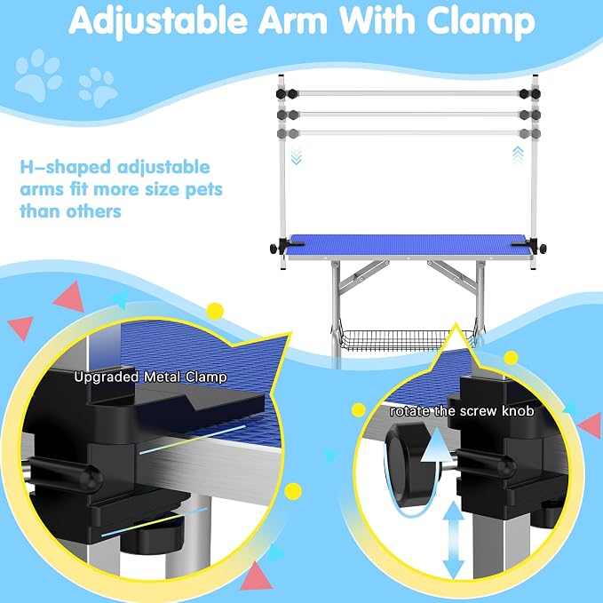 Lyromix 42''Large Dog Grooming Table, Adjustable Cat Drying Desktop - Image 3