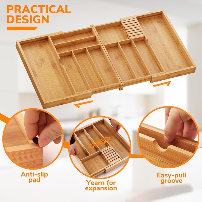 BAMEOS Expandable Silverware Drawer Organizer - Image 4