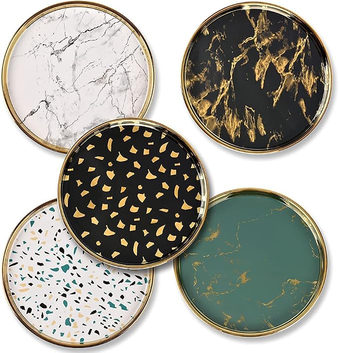 Round Marble Decorative Tray, Coffee Table, Perfumes and Home Decor, Luxury - Image 7
