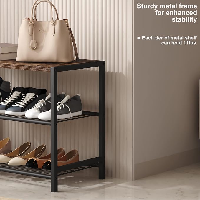 HOMEFORT 3-Tier Shoe Rack, Shoe Storage Shelf, Industrial Shoe Tower, Narrow - Image 7