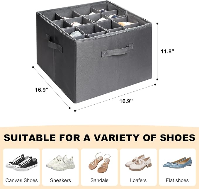 Fabric Shoe Organizer for Closet, Foldable Shoe Storage Bins - Image 4