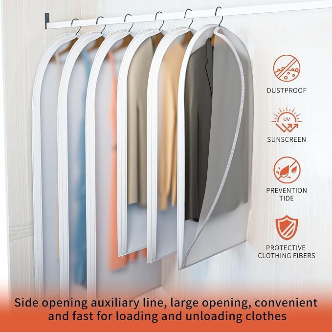 Clear Garment Bags for Hanging Clothes, 40in Dress Clothing Suit Coat for - Image 2
